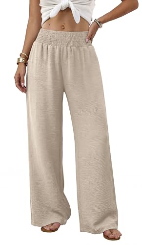 Sampeel High-Waisted Wide-Leg Palazzo Pants (Apricot) — view 2