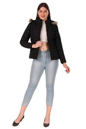 Image of Brazo Girls and Women's Puffer Regular Fit Bomber Jacket For Winter Wear | Hooded Neck | Full Sleeve | Zipper | Casual Jacket For Woman & Girl | Western Stylish Jacket For Women