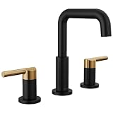 Delta Nicoli Matte Black/ Brushed Gold Faucet 3 Hole, 8 Inch...