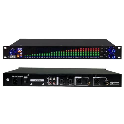 Ecualizador gráfico de 31 bandas, ecualizador digital de audio, ajuste estéreo de agudos, medios y graves, con luz LED de espectro y 10 efectos preestablecidos, para estudio de grabación miniatura 1