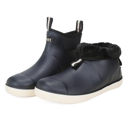 Lezzglt Men's Deck Boots with Fuzzy Lining, Winter Rubber Boots with Warm Plush, Anti-Slip Ankle...