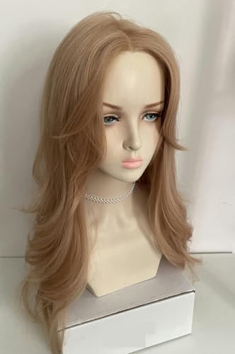 女性用レースフロントウィッグ、フルヘッドバンド、真ん中分けのふわふわ前髪、ロングカーリーヘアストレー...