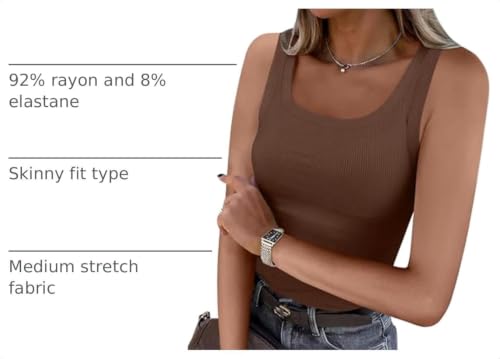 Image of ANRABESS Womens Square Neck Ribbed Tank Tops 2026 Summer Sleeveless Shirts