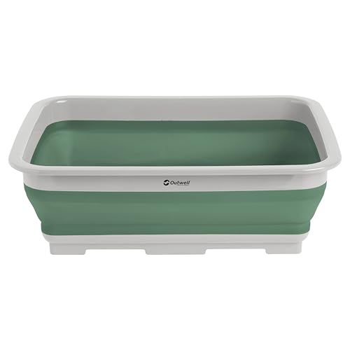 Outwell 10L Collaps Washing Up Bowl | Collapsible Compact Dish Tub for Kitchen, Camping & Caravans | Durable Collapsible Laundry Basin, Space-Saving Design (Shadow Green)