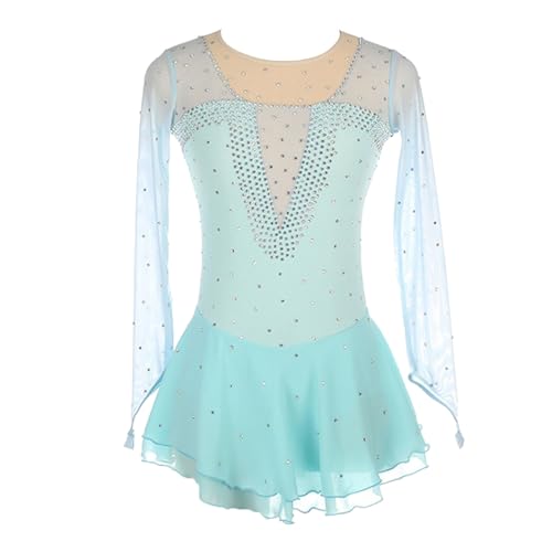 Figure Skating Dress for Women Girls' Ice Skating Sport Outfit Performance Costume (Color : Light Blue, Size : 155CM)