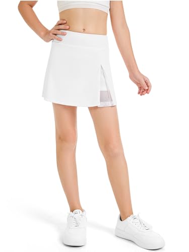 Mädchen Tennisrock mit Shorts, Sportrock Hohe Taille mit Taschen, Atmungsaktiver A-Linien Golfrock für Tennis Schule Sport