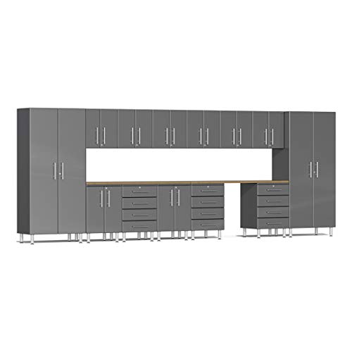 Ulti-MATE UG23152G 15-Piece Cabinet Kit with 2 Bamboo Worktops in Graphite Grey Metallic