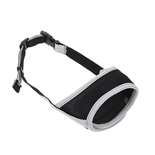 Happyyami Muzzle Breed Soft Puppy Black Mouth Cover from Biting Dog Breathable for Small Training Metal Dark