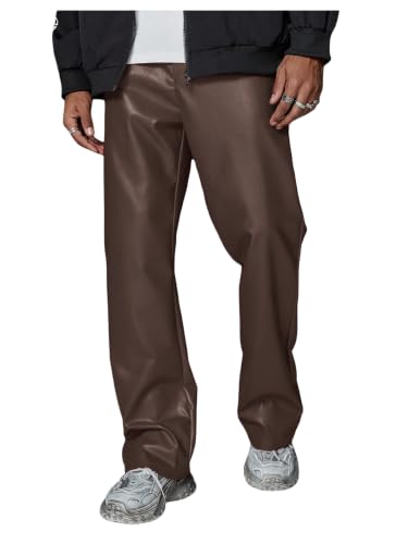 Image of GORGLITTER Men's Leather Pants Baggy Western Concert Cowboy Rodeo Outfits
