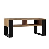 einfache Montage Moderner Couchtisch 90 x 58 x 50cm rechteckiger Teetisch für Wohnzimmer, Wohnzimmertisch (Eiche Artisan/Schwarz)