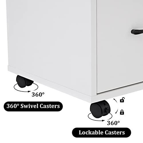 3 Drawer Office File Cabinets, Mobile Lateral Printer Stand With Open Storage Shelf, Rolling Filing Cabinet With Wheels Home Office Organization And Storage (White) #TOP5