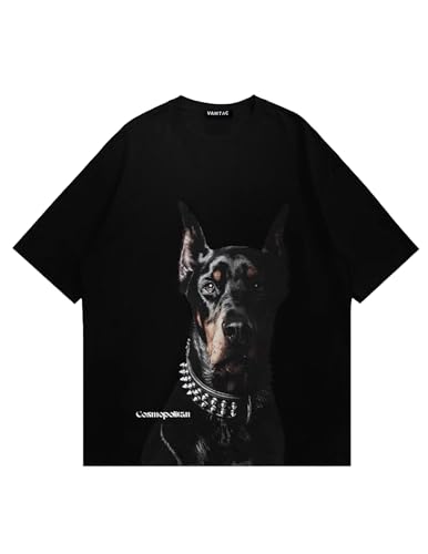 Vamtac Mens Oversized Doberman Graphic Tees Shirt Casual Summer Tops Streetwear Aesthetic T-Shirt Unisex