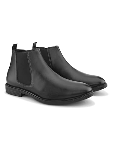 Image of STANPHORD Men's Chelsea Boot | Synthetic Leather | Slip-On | Cushioned Insole | Casual Wear | Black | Brown | 36052126