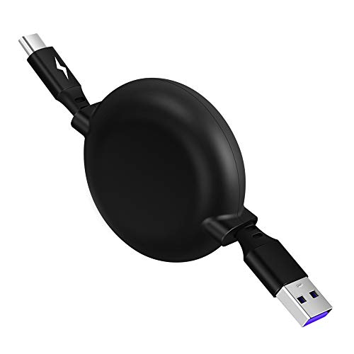 ACOCOBUY Câble USB C Rétractable Câble USB Type C 1M Charge Rapide Câble 5A Supercharge Compatible avec Huawei P30/P30 Pro/P20 Pro/P20/Mate 20 Pro/Mate 10 Pro/P10/P10 Plus/Mate 9 Pro/Mate 9/Honor V10