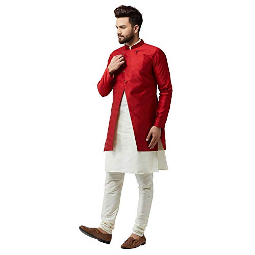 Image of SOJANYA (Since 1958 Men's Silk Blend Kurta Churidaar Pyjama & Jacket Combo