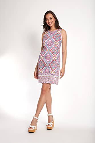 London Times Women's Cotton Sateen Preppy Bright Happy Vacation Shift Dress - Image 5