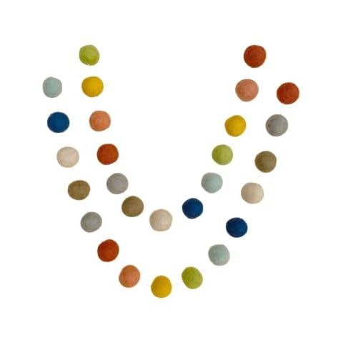 "Farm to Table" Handmade Felt Ball Garland by Sheep Farm Felt- Rustic Rainbow Pom Pom Garland. Choose Length Cover