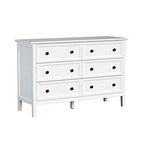 Carpetnal White Dresser, Modern Dresser For Bedroom, 6 Drawer Double Dresser With Metal Handles, Dresser For Hallway, Entryway #TOP6