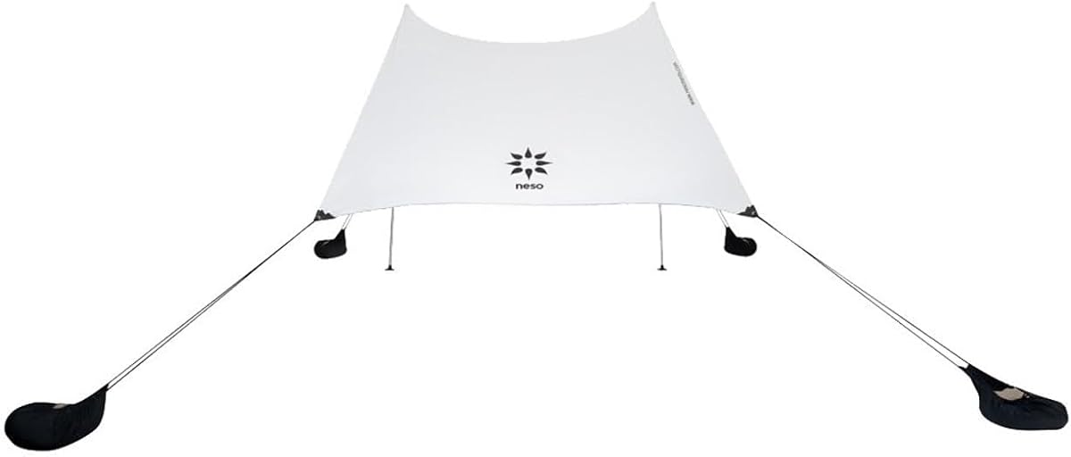 Grande Portable Beach Tent Sun Shelter - Lightweight Beach Shade Canopy - Easy Setup for Family Outings - Patented Reinforced Corners - UPF 50+ Sun Protection - 7ft Tall, 9 x 9ft - White