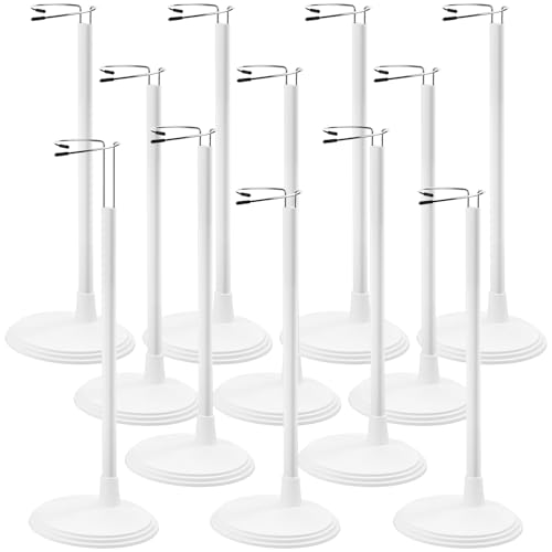 Image of Yaocom 12 Pcs Adjustable Doll Stand Display Holder for 14 to 18 Inches Action Figure Stands with Expandable Waist Wire Bracket Support Dolls Display Rack for Home Shop Birthday Party(White)