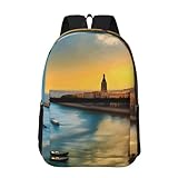 PHAYAH Dream - Mochila con patrón de sandía de 17 pulgadas, 18 l, gran capacidad, correas de hombro ajustables, bolsa simple para todos, Atardecer en Barcelona, talla única