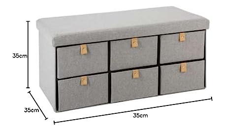 Pouf pliant double en suède gris Atmosphera, meuble de rangement chic - 3