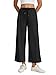 Feiersi Women's High Waisted Wide Leg Ankle Pants Lightweight Casual Dressy Trousers for Work Travel Lounge(Black,XX-Large)