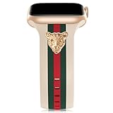 Designer Band with Charms Decor Compatible with Apple Watch Band 38mm 40mm 41mm 42mm 44mm 45mm 49mm Women Men, Stylish Silicone Sport Wristbands for iWatch Series 8 7 6 5 4 3 2 1 SE Ultra