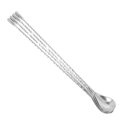 Alipis 4pezzi Cucchiaio Cocktail in Acciaio Manico Lungo Spirale Agitatore per Bevande Bastoncini per Cocktail Frullati caffè tè Gelato
