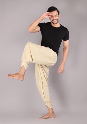Image of Urali Men's Solid 100% Cotton Dhoti Pants - D100A