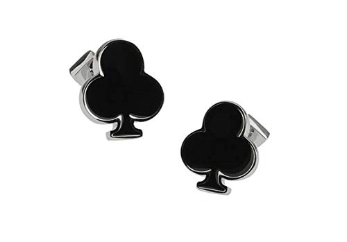 Mancuernillas clásicas plateadas y negras Poker Club para hombre