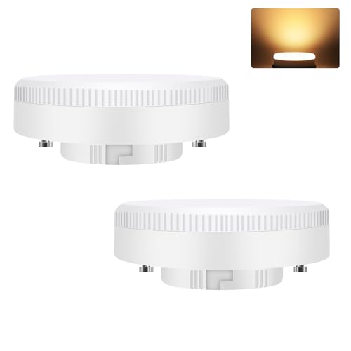 GBLY 2 Stück GX53 LED Leuchtmittel 74x25mm Ultra Flach Warmweiß 3000K Blinkfrei 5W Lampe Birne Ersetzt 50W Halogen Unterbauleuchte 230V Nicht Dimmbar