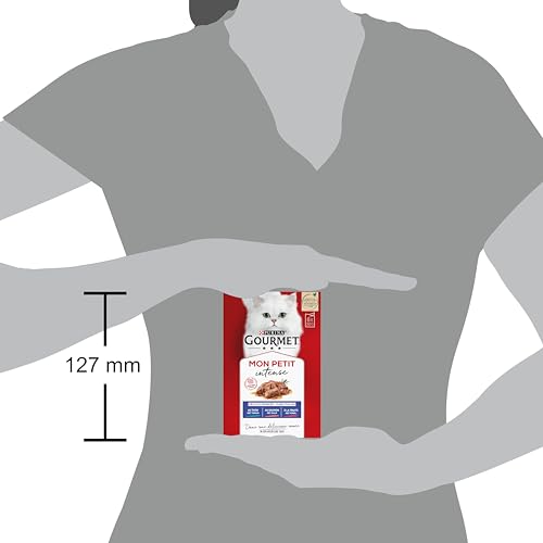 Gourmet MON Petit Intense | Katze | Diskrete in Soße | Thunfisch, Lachs, Forelle | 8 Stück à 6 x 50 g | Frischebeutel