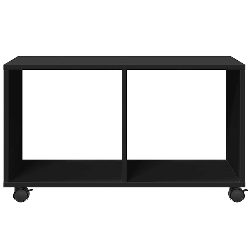 Armadio a rotelle nero, 72 x 33 x 42,5 cm, in legno con ruote