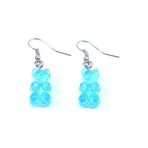 Creative Cute Mini Gummy Bear Earrings Minimalism Cartoon Design Teens Girls Women' Drop Earrings Jewelry (Light blue) Cover