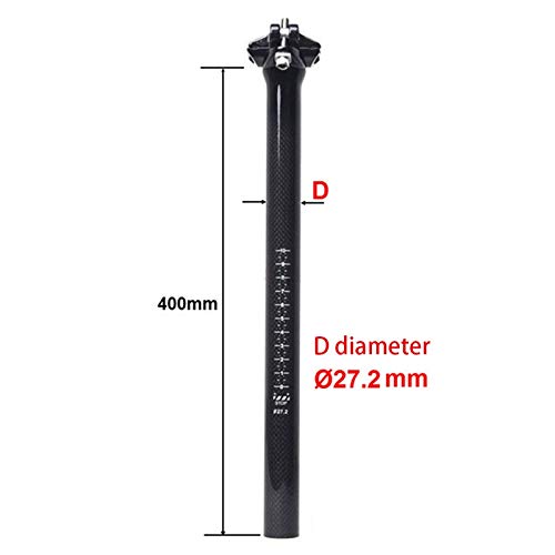 Postes de siège Pouvoir de Selle de Selle de la Fibre de Carbone Full Ultralight VTT Bicyclette Bicyclette Plug de la Montagne Vélo de Selle Tube de siège à vélo 27.2mm