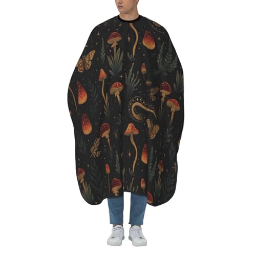 Capa de peluquería de serpiente y setas de 140x168cm impermeable para barbero