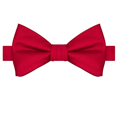 KissTies Kids Bow Tie Scarlet Red Satin Bowtie For Kids Boys Bows + Gift Box