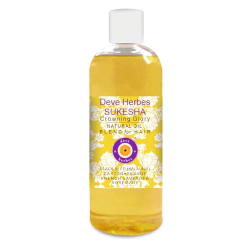 deve herbes sukesha - jatamansi, rosmarino, timo, tea tree e lavanda francese in mandorla, ricino e olio d'oliva, contagocce 100% puro e naturale grado terapeutico per la cura della persona, 200 ml