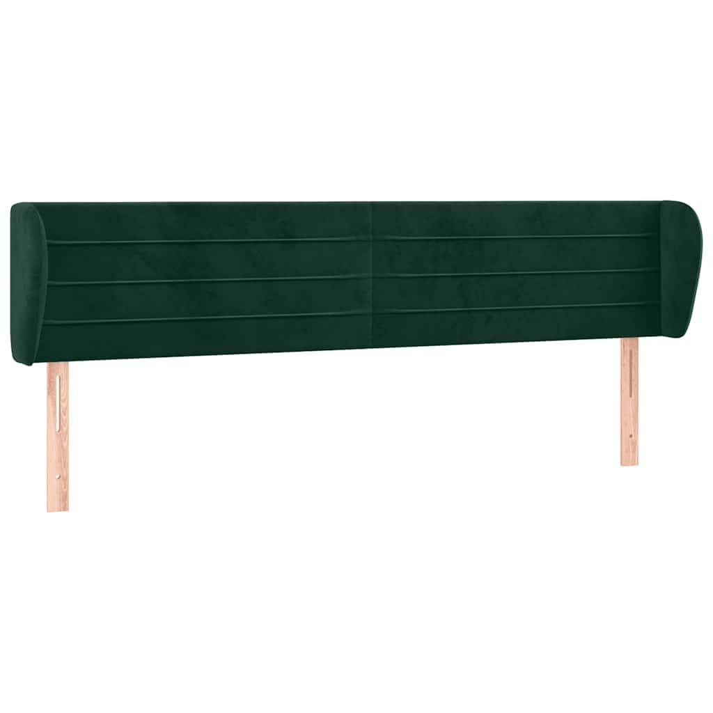 Zagłówek z uszami, ciemnozielony, 203 x 23 x 78/88 cm, aksamitny, wyściełany, z regulacją wysokości, do ram łóżka Queen Size i King Size