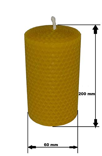 Bienenwachskerze gerollt aus Bienenwachswaben in Handarbeit hergestellt mit einem Durchmesser von 60 mm (H=20cm) – Bild 3