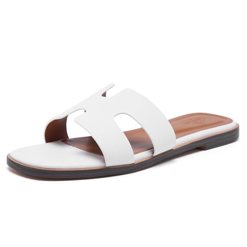 Womens-Wide-Leather-Flat-Sandals-Slipper-2024-Summer-Fashion-Comfortable-Memory-Foam-Slides-for-Women-Footwear