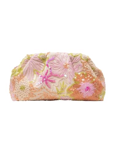 Image of QWINEE Women Floral Embroidery Sequin Pearl Glitter Party Purse Vintage Evening Handbags