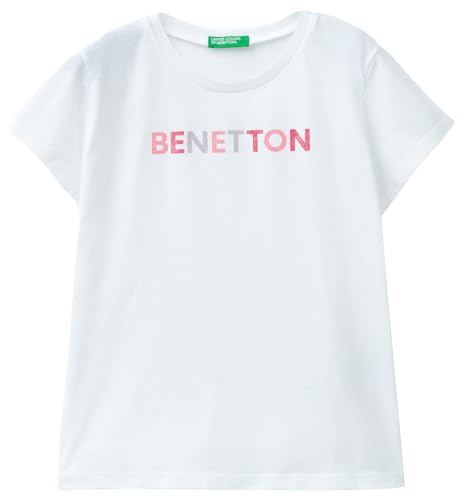 United Colors of Benetton T-Shirt 3i1xc10h8 Camiseta, Blanco Óptico 101, 122 cm para Niñas
