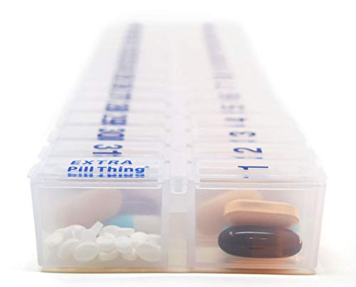 Image of Once-a-Day Monthly Pill Organizer - Large Compartments with Removable Lid for Easy Loading - Holds 31 Days of Medications Plus Extra Compartment - BPA Free (Pack of 2)