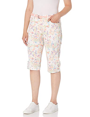 Gloria Vanderbilt Women's Plus Size Mila Belted Skimmer Short, Holli Hoopla Vintage White, 20W