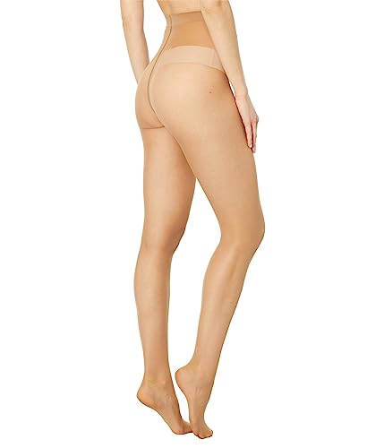 Image of Wolford Individual 10 Control Top Tights For Women Sheer Support Pantyhose Waist Sculpting Cotton Gusset Soft Waistband