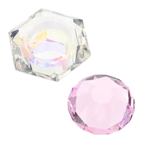 Recipiente hexagonal de cristal para arte en uñas