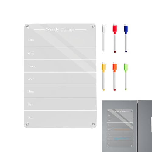 ホワイトボードマグネットボード | アクリル磁気ホワイトボード| クリアホワイトボード マーカーペン6本付き 教室/レストラン/寮/キッチン/ダイニングルーム/アパート用