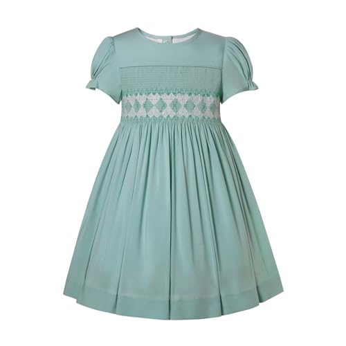 Girls Elegant Green Summer Casual Smocked Clothing Toddler Kids Holiday Dresses Size 2 3 4 5 6 8 10 12